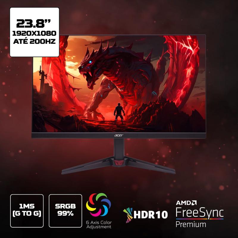 Monitor Gamer Acer Nitro 23.8” Full HD LED IPS 200 Hz 1ms VG240Y